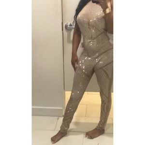 Tan jeweled bodysuit, Great for a night out.